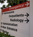 Emergency Direction Board at hospital Royalty Free Stock Photo