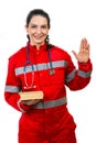 Emergency doctor swears by the book in his hand Royalty Free Stock Photo