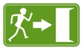Emergency door exit sign, green safety evacuation indicator