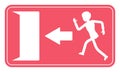 Emergency door exit sign, red safety evacuation indicator