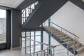 emergency and evacuation exit stairs in up ladder in new empty office building Royalty Free Stock Photo