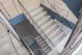 emergency and evacuation exit stairs in up ladder in new empty office building Royalty Free Stock Photo