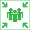 Emergency evacuation meeting point green sign, vector illustration Royalty Free Stock Photo