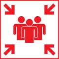 Emergency evacuation meeting point red sign, vector illustration Royalty Free Stock Photo