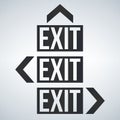 Emergency exit with arrow icons set. Royalty Free Stock Photo