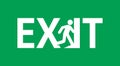 Emergency exit door sign vector illustration.Service icon of evacuation. Direction to doorway on green background