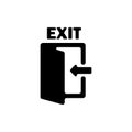 Emergency exit icon in black. Evacuation. Vector on isolated white background. EPS 10 Royalty Free Stock Photo