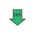 Emergency exit pointer filled outline icon