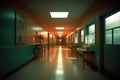 emergency exit sign glowing in a hospital corridor