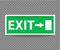 Emergency Exit Sign with Green Color on transparent background.