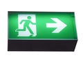 Emergency exit sign isolated over white Royalty Free Stock Photo