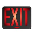 Emergency exit sign lighted red white background Royalty Free Stock Photo