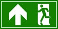 Emergency exit sign. Man running out fire exit