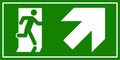 Emergency exit sign. Man running out fire exit Royalty Free Stock Photo
