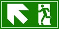 Emergency exit sign. Man running out fire exit Royalty Free Stock Photo