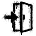 Emergency exit sign urban graffiti style with black spray paint. Royalty Free Stock Photo