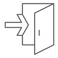 Emergency exit thin line icon, Navigation concept Exit sign on white background, exit door icon in outline style for