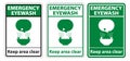 Emergency Eyewash Keep Area Clear Symbol Sign Isolate On White Background,Vector Illustration EPS.10 Royalty Free Stock Photo