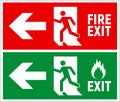 Emergency fire exit sign. Evacuation fire escape door vector sign pictogram arrow exit route Royalty Free Stock Photo