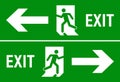 Emergency fire exit sign. Evacuation fire escape door vector sign pictogram arrow exit route Royalty Free Stock Photo