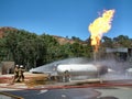 Emergency Fire Fighter Crew fighting a huge gas fire