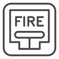 Emergency Fire Lever line icon. Fire alarm pull station outline style pictogram on white background. Firefighting call Royalty Free Stock Photo