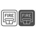 Emergency Fire Lever line and solid icon. Fire alarm pull station outline style pictogram on white background Royalty Free Stock Photo