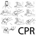 Emergency first aid cpr procedure vector illustration sketch han