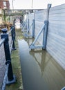 Bewdley Bridge, flood barriers erected to protect local population,Bewdley Bridge,Worcestershire,England,UK Royalty Free Stock Photo