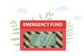 Emergency fund or money on red box emergency break glass with modern flat style Royalty Free Stock Photo