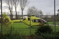 Emergency helicopter landed on a soccer field to rush to an accident in the Netherlands