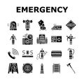 Emergency Helping In Accident Icons Set Vector