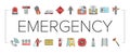 Emergency Helping In Accident Icons Set Vector