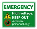 Emergency High Voltage Keep Out Sign Isolate On White Background,Vector Illustration EPS.10 Royalty Free Stock Photo