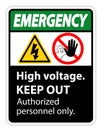 Emergency High Voltage Keep Out Sign Isolate On White Background,Vector Illustration EPS.10 Royalty Free Stock Photo