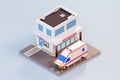 Emergency Hospital Entrance 3d isometric