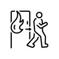 Black line icon for Emergency, exit and evacuation