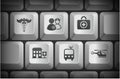 Emergency Icons on Computer Keyboard Buttons Royalty Free Stock Photo