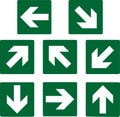 Emergency indicator Arrow vector Emergency exit downstairs Green sign of an emergency or fire exit