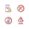 Emergency Instructions For Fire Safety RGB Color Icons Set