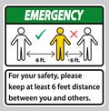 Emergency Keep 6 Feet Distance,For your safety,please keep at least 6 feet distance between you and others