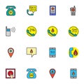 Emergency kit filled outline icons set Royalty Free Stock Photo