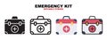 Emergency Kit icon set with different styles Royalty Free Stock Photo