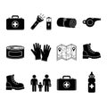 Emergency Kit Icons: First Aid, Survival, and Hiking Essentials Royalty Free Stock Photo