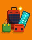 An emergency kit specifically designed for travelers including a solarpowered battery pack and portable solar panel for Royalty Free Stock Photo