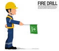 An emergency leader is leading evacuee on the annual fire drill Royalty Free Stock Photo