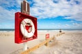 An emergency life ring near the ocean at Assateague Island, Maryland Royalty Free Stock Photo