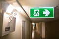 Emergency light and Emergency Fire exit sign at the corridor