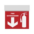 Emergency light for signage, vector illustration. Red fire extinguisher sign. Design element Royalty Free Stock Photo