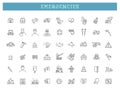 Set of emergencies icons. Line art style icons bundle. vector illustration